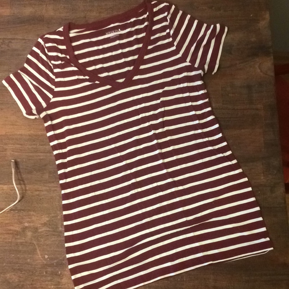 Maroon and white striped tee